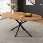 Table à manger 120 x 80 x 755 cm design contemporain ovale 4 - 6 personnes - naturel Table à manger 120 x 80 x 755 cm design contemporain ovale 4 - 6 personnes - naturel