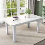 Table � manger 120x70cm blanche - rangement ouvert multifonction - design moderne minimaliste - �conomie ...