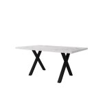 Table À manger 140x80x76cm design pieds croisés rectangulaire fer forgé marbre noir blanc moderne Table À manger 140x80x76cm design pieds croisés rectangulaire fer forgé marbre noir blanc moderne