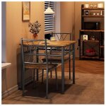 Table � manger 2 places promiracal - ensemble mdf acier - 75x75x77 cm - design gain de place style campagne ...