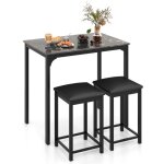 Table à manger avec 2 tabourets - relax4life - chaise de cuisine rembourrée - pieds en métal - repose ... Table à manger avec 2 tabourets - relax4life - chaise de cuisine rembourrée - pieds en métal - repose ...
