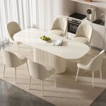 Table � manger 220 cm avec 6 chaises table longue pour 6 personnes mobilier moderne pour salon ou salle ...