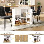 Table  manger 4 - 6 personnes extensible 110 - 140 cm - rangement intgr (tiroirs tageres rangement ...