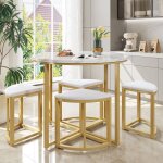 Table  manger avec 4 chaises table et chaises de luxe modernesmdf + cadre en fer dorchaise en velours80x80x7 ...