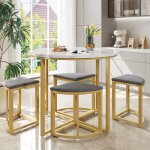 Table  manger avec 4 chaises table et chaises de luxe modernesmdf + cadre en fer dorchaise en velours80x80x7 ...