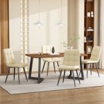 Ensemble table � manger - rectangulaire - plateau imitation bois - pieds m�tal noir - 4 chaises velours ...
