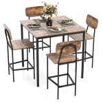 Table  manger avec 4 chaises - relax4life - cadre en mtal - table de cuisine 4 personnes - chaise haute ...