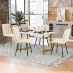 Table � manger avec 4 chaises set table et chaise cuisine salon moderne chaises en velours beige pieds ...
