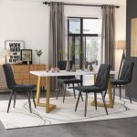 Table � manger avec 4 chaises set table et chaise cuisine salon moderne chaises en velours gris fonc� ...