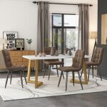 Table � manger avec 4 chaises set table et chaise cuisine salon moderne chaises en velours marron pieds ...