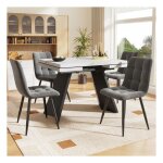 Table a manger avec 4 chaises en velours gris ensemble table et chaises salle a manger 159x74x77 cm table ... Table a manger avec 4 chaises en velours gris ensemble table et chaises salle a manger 159x74x77 cm table ...