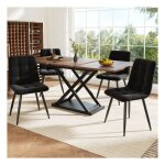 Table a manger avec 4 chaises en velours noir ensemble table et chaises salle a manger 160 x 80 x 75 ...