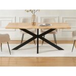 Table à manger 6 personnes en bois dhévéa et métal noir - naturel clair - comulia Table à manger 6 personnes en bois dhévéa et métal noir - naturel clair - comulia