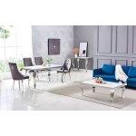 Table à manger baroque 4 à 6 couverts pieds chrome plateau en verre 150x90 cm Table à manger baroque 4 à 6 couverts pieds chrome plateau en verre 150x90 cm
