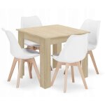 Table à manger carré sonoma avec 4 chaises mark - blanc / pieds bois naturel x 4 Table à manger carré sonoma avec 4 chaises mark - blanc / pieds bois naturel x 4