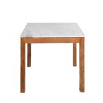 Table à manger carrée en bois dacacia et marbre arthuro Table à manger carrée en bois dacacia et marbre arthuro
