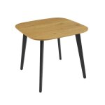 Table � manger carr�e effet ch�ne pieds m�tal noir 4 places