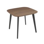 Table � manger carr�e effet noyer pieds m�tal noir 4 places