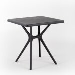 Table de jardin carr�e - anthracite - 70x70 cm - r�sine renforc�e - design moderne - 4 personnes