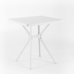 Table de jardin carr�e - blanc - 80x80 cm - r�sine renforc�e - design moderne - 4 personnes