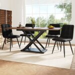 Table à manger avec chaises4 chaises en velours noir avec table de salle à manger extensible en noyer(5 ... Table à manger avec chaises4 chaises en velours noir avec table de salle à manger extensible en noyer(5 ...