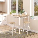 Table a manger avec chaises ens table bar 3pices - table + 2tabourets + tagre mdf blanc + chne 80x50x90cm ...