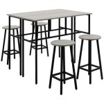Table a manger avec chaises ensemble 6 pi�ces 2 tables bar 4 tabourets design industriel agglom�r� acier ...