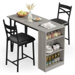 Table a manger avec chaises - ensemble table de bar avec 2 tabourets 91x50x91cm - extensible - pour salle ...