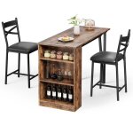 Table a manger avec chaises - ensemble table de bar avec 2 tabourets 91x50x91cm - extensible - pour salle ...