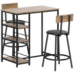 Table a manger avec chaises ensemble bar 3 pices 2 tabourets 3 tagres acier chne moderne cuisine ...