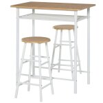 Table a manger avec chaises ensemble bar 3 pices 2 tabourets tagre mdf acier blanc chne 80x50x90cm ...