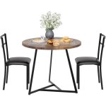 Table a manger avec chaises - rond table 80x80x76cm avec 2 chaises - pour manger cuisine - marron