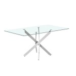 Table  manger cristelia ? 160x90 cm ? plateau en verre ? pieds en mtal chrom ? design lgant et lumineux ...