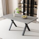 Table � manger - design jambes crois�es basse rectangulaire simple moderne en fer forg� l140xw80xh76cm ...