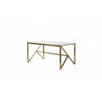 Table � manger design verre tremp� marbr� blanc & dor� ? 150�90 cm