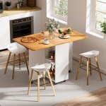 Table � manger extensible pliante mobile - table de cuisine en bois avec rangement pour salon - marron ...