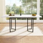 Table  manger extensible(140 - 179. 580cm) pieds de table noir table  manger en cuisine blanc pour ...