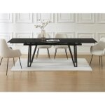 Table à manger extensible 6 à 10 personnes en céramique et métal - effet marbre noir - sarino Table à manger extensible 6 à 10 personnes en céramique et métal - effet marbre noir - sarino