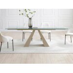 Table à manger extensible 6 à 10 personnes en verre trempé et métal beige - transparent - lozipa de maison ... Table à manger extensible 6 à 10 personnes en verre trempé et métal beige - transparent - lozipa de maison ...