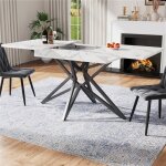 Table a manger extensible pour 6 � 8 personnes table de cuisine rectangulaire 120 - 160x80 cm pieds r�glables ...