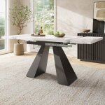 Table À manger extensible 99 - 159x74cm - colonnes blanches - large plan de travail - bureau&salon - ... Table À manger extensible 99 - 159x74cm - colonnes blanches - large plan de travail - bureau&salon - ...