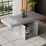Table � manger extensible - aasaaswan - gris - 140 / 180x80x76cm - 8 places - design moderne