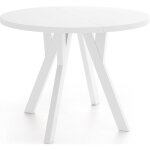 Table à manger extensible ? avero ? ronde ? style loft industriel ? blanc ? pieds en bois blanc ? 100 ... Table à manger extensible ? avero ? ronde ? style loft industriel ? blanc ? pieds en bois blanc ? 100 ...