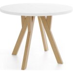 Table  manger extensible ? avero ? ronde ? style loft industriel ? blanc ? pieds en bois ? 100 - 200 ...