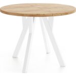 Table  manger extensible ? avero ? ronde ? style loft industriel ? chne craft ? pieds en bois blanc ...