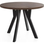 Table à manger extensible ? avero ? ronde ? style loft industriel ? chêne marron foncé pieds en bois ... Table à manger extensible ? avero ? ronde ? style loft industriel ? chêne marron foncé pieds en bois ...