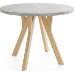 Table  manger extensible ? avero ? ronde ? style loft industriel ? gris bton ? pieds en bois ? 100 ...