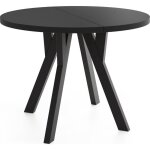 Table  manger extensible ? avero ? ronde ? style loft industriel ? noir ? pieds en bois noir ? 90 - ...