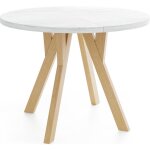 Table à manger extensible ? avero ? ronde ? style loft industriel ? pin blanc ? pieds en bois ? 90 - ... Table à manger extensible ? avero ? ronde ? style loft industriel ? pin blanc ? pieds en bois ? 90 - ...