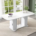 Table � manger extensible - becag - table de salle � manger 120 / 160x80cm avec rangement - 4 � 6 personnes ...